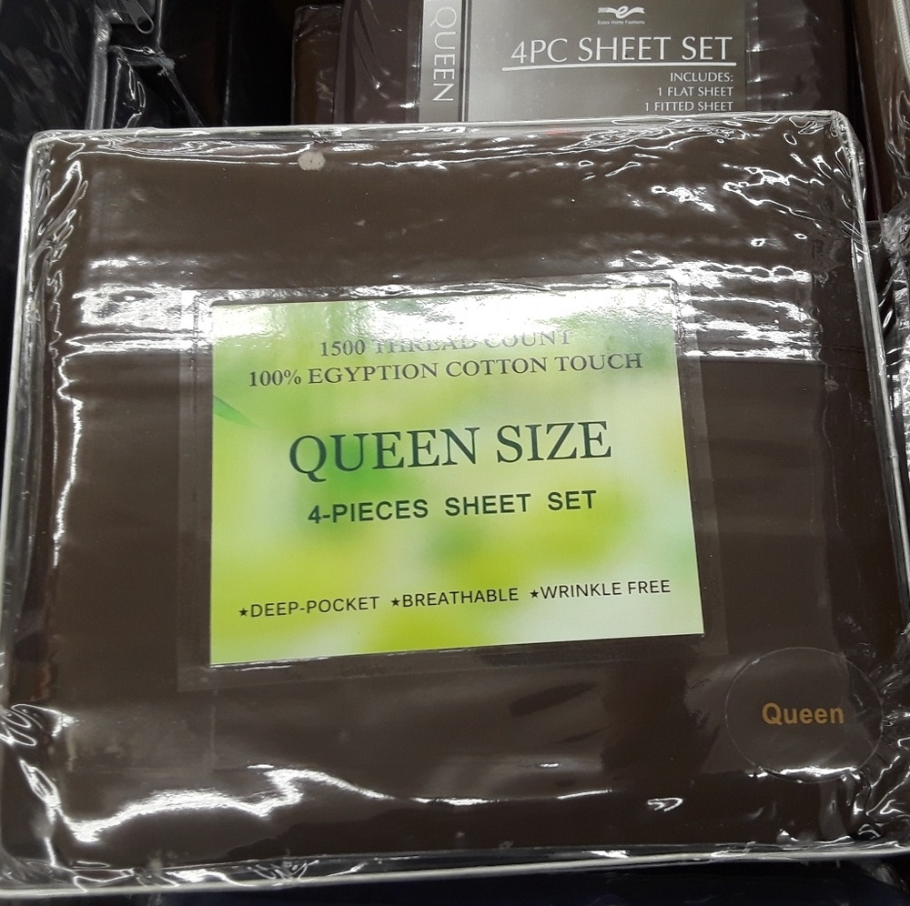 4pcs queen size sheet set dark chocolate
